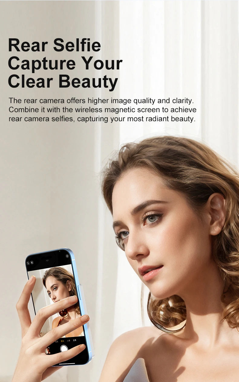 Magnetic Phone Monitor – Real-Time Selfie & Rear Camera for 4K Streaming