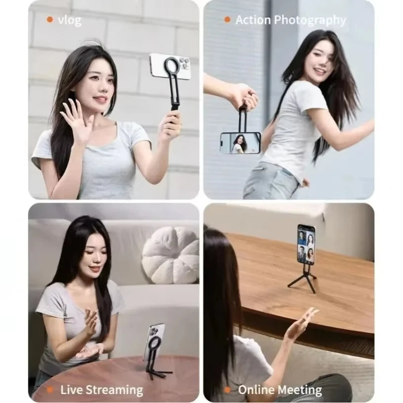 ClipMount Pro – Foldable Magnetic Phone Tripod with Carabiner