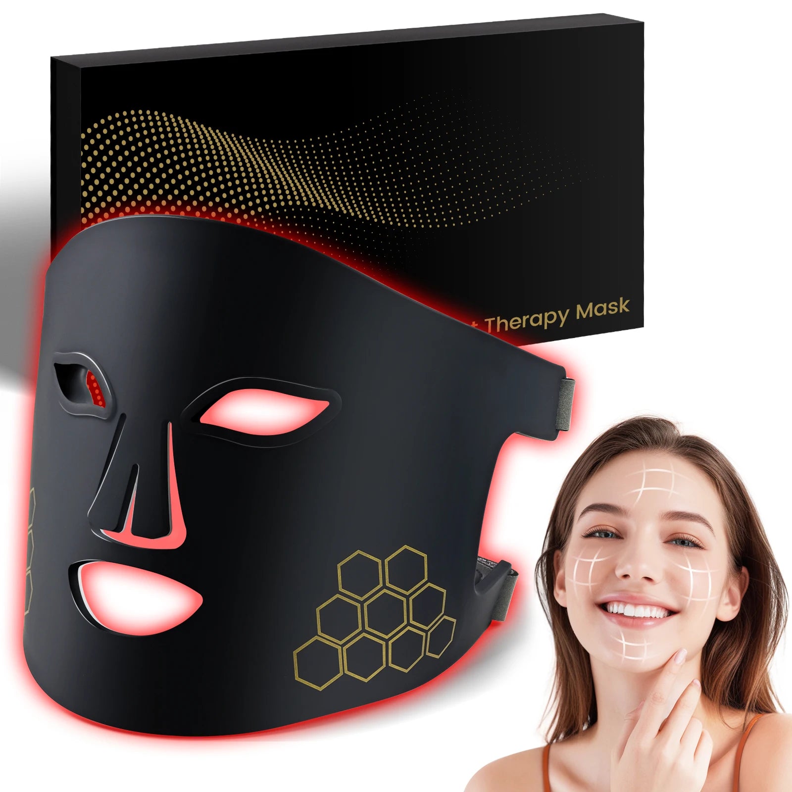LED Light Therapy Face Mask – Red, Blue & Infrared with Eye Protection