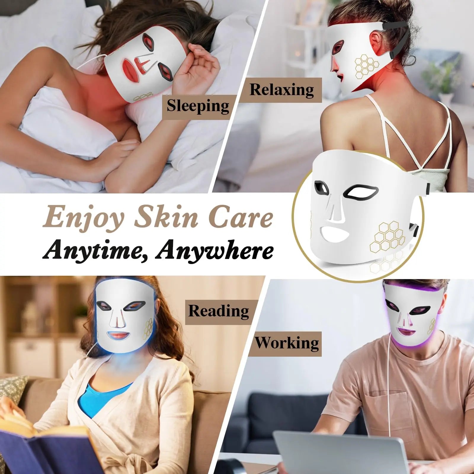 LED Light Therapy Face Mask – Red, Blue & Infrared with Eye Protection