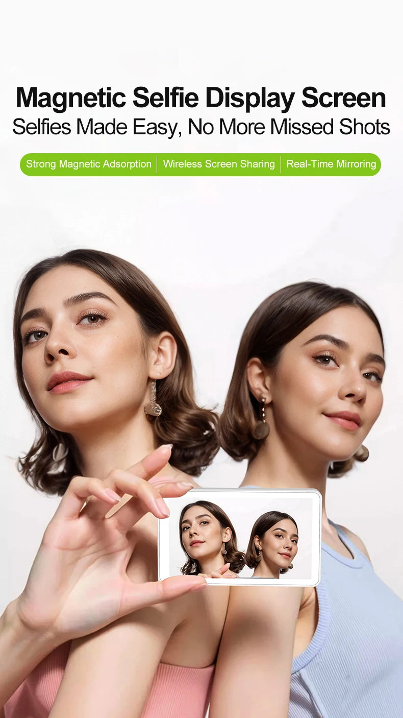 Magnetic Phone Monitor – Real-Time Selfie & Rear Camera for 4K Streaming