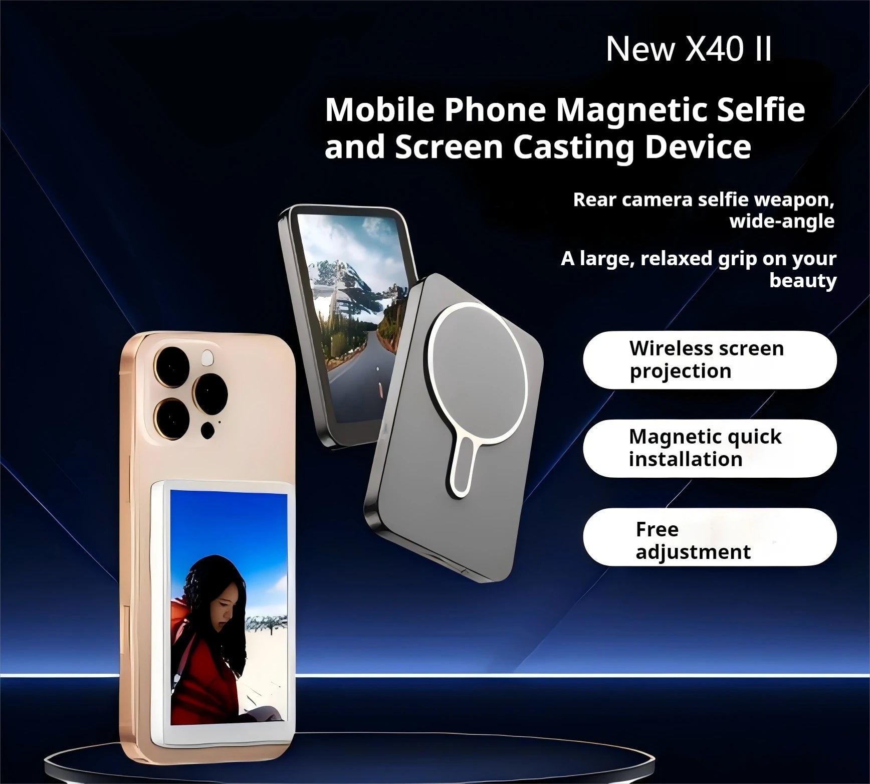 Magnetic Phone Monitor – Real-Time Selfie & Rear Camera for 4K Streaming