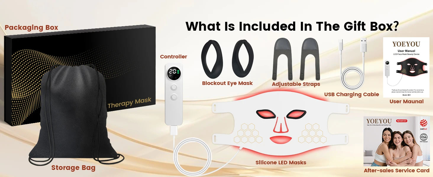 LED Light Therapy Face Mask – Red, Blue & Infrared with Eye Protection