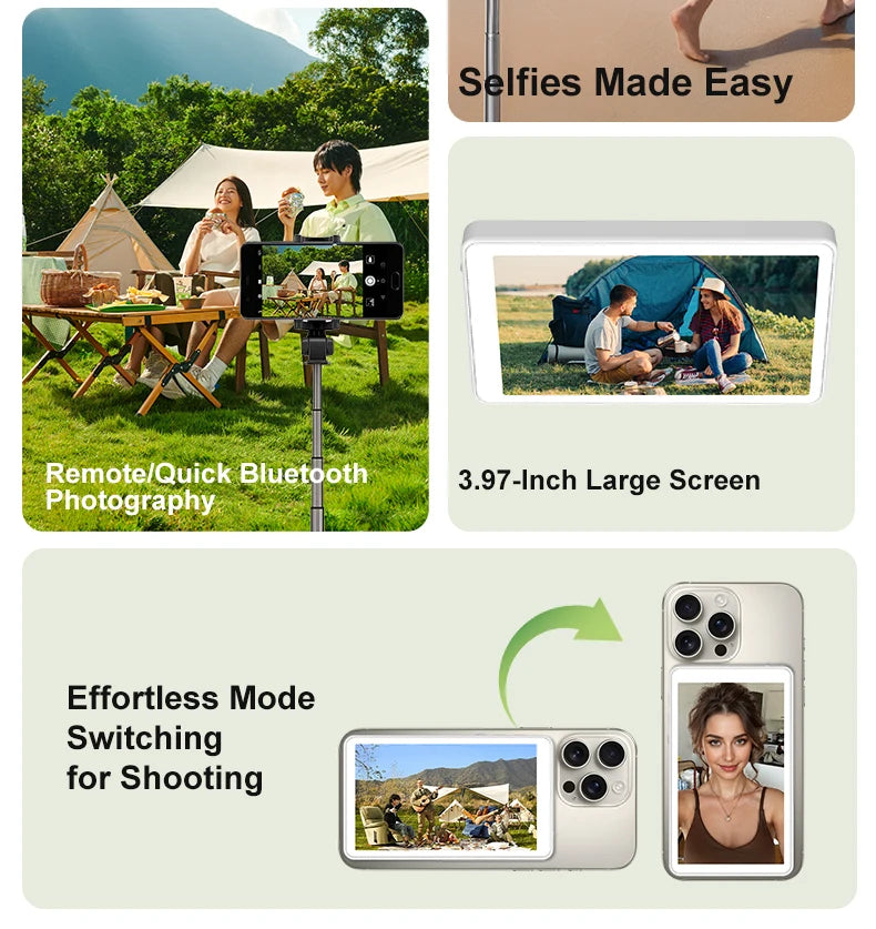 Magnetic Phone Monitor – Real-Time Selfie & Rear Camera for 4K Streaming