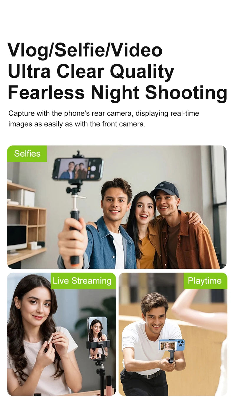 Magnetic Phone Monitor – Real-Time Selfie & Rear Camera for 4K Streaming